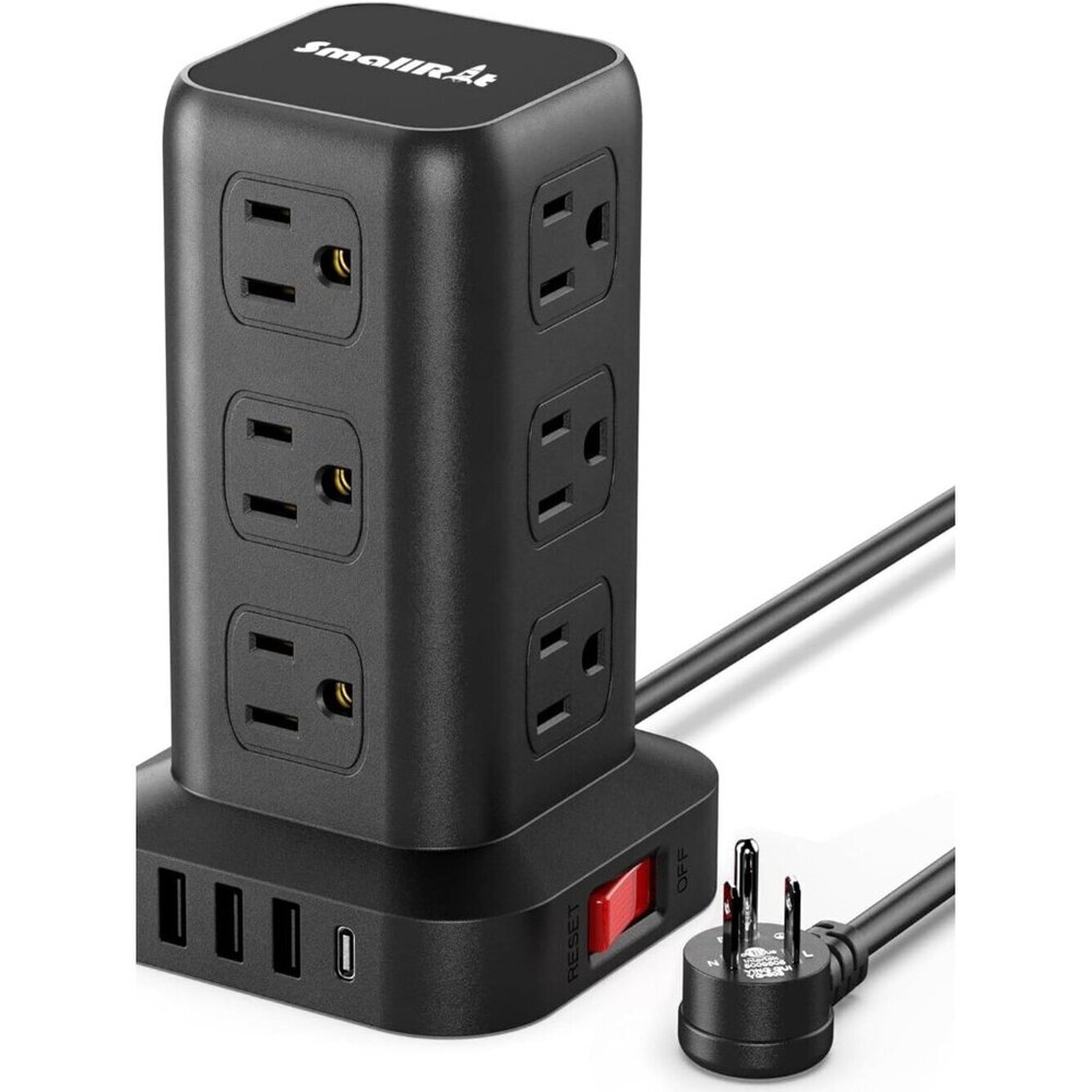 Power Strip Tower 12 Outlet Surge Protector 4 USB